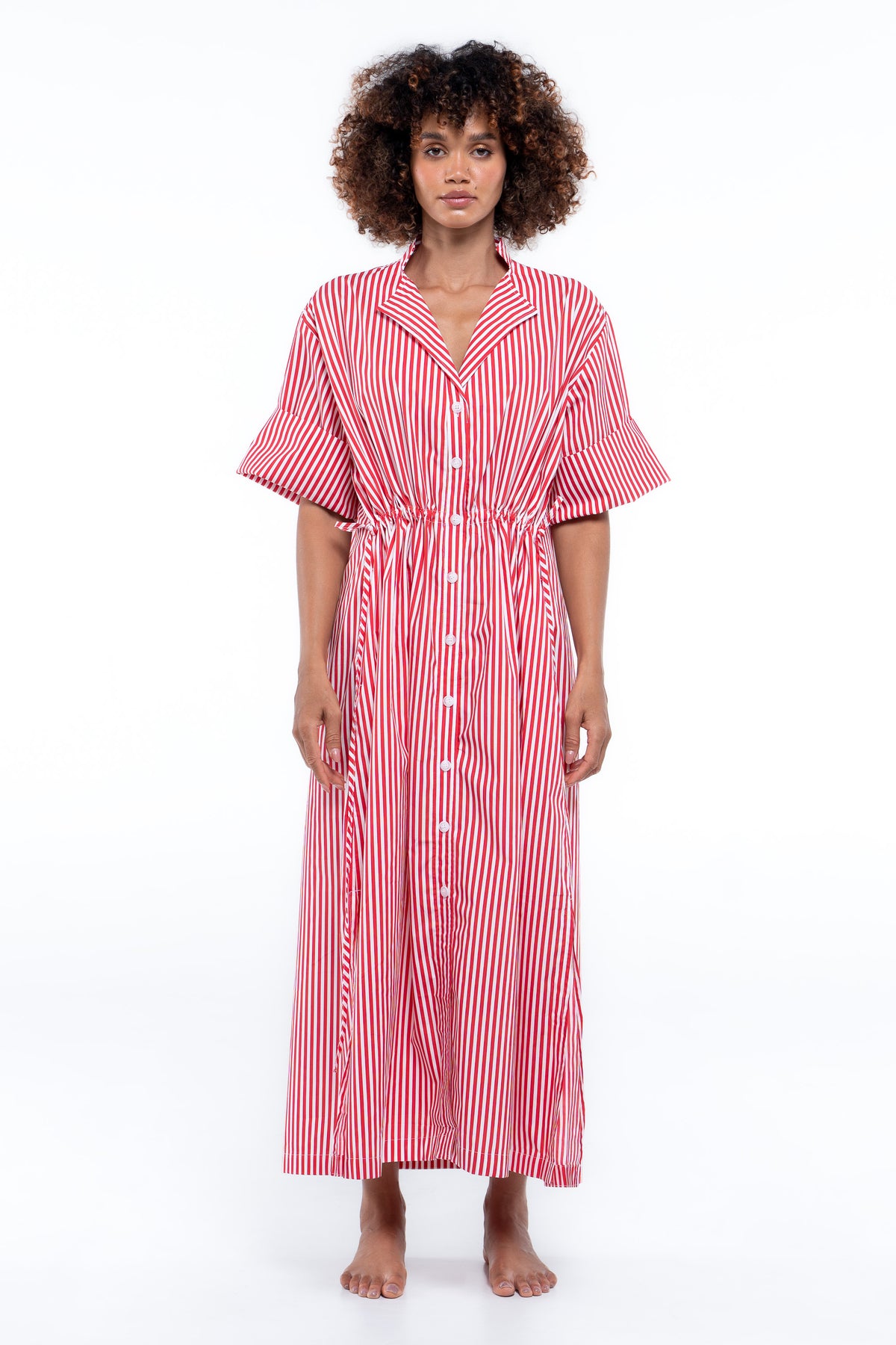 Leon Dress - Beacon Red stripe