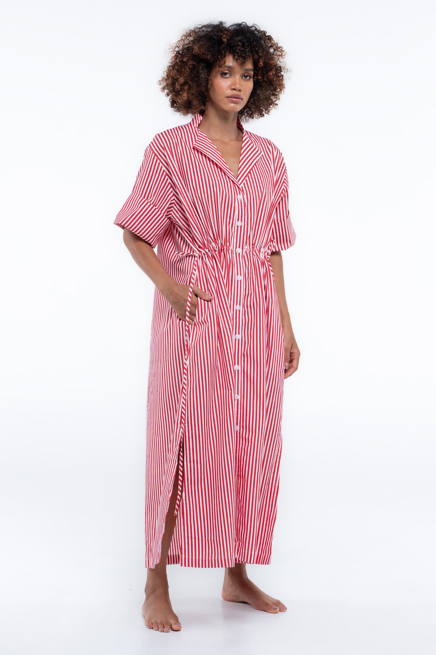 Leon Dress - Beacon Red stripe