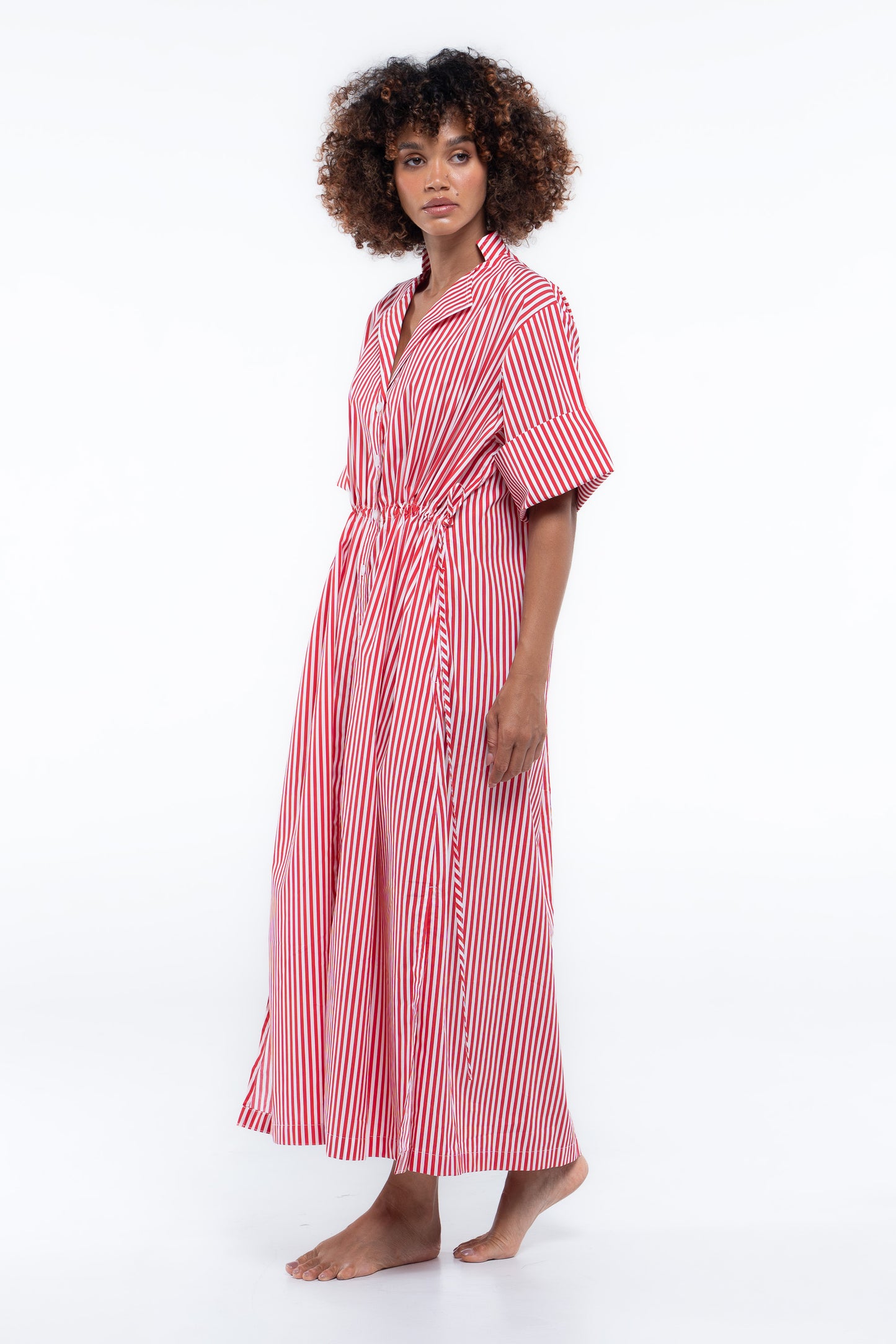 Leon Dress - Beacon Red stripe