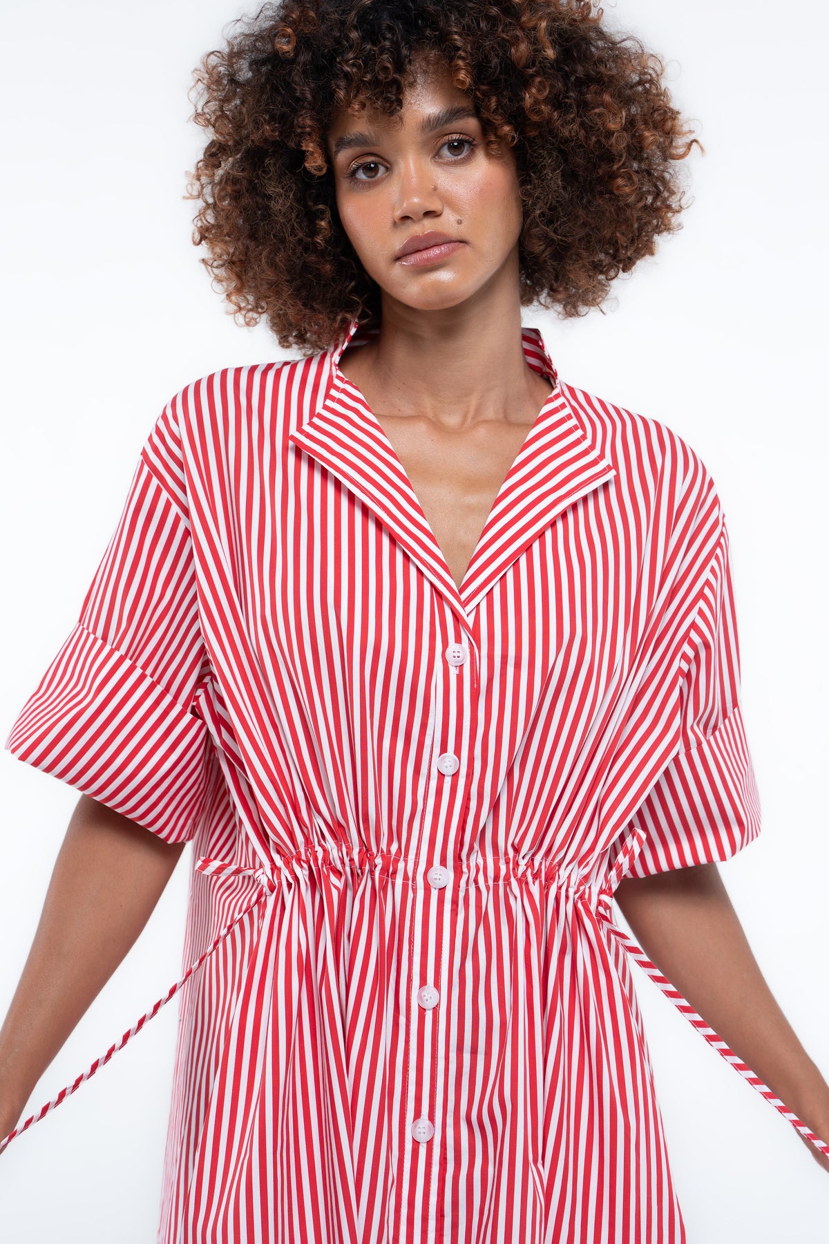 Leon Dress - Beacon Red stripe