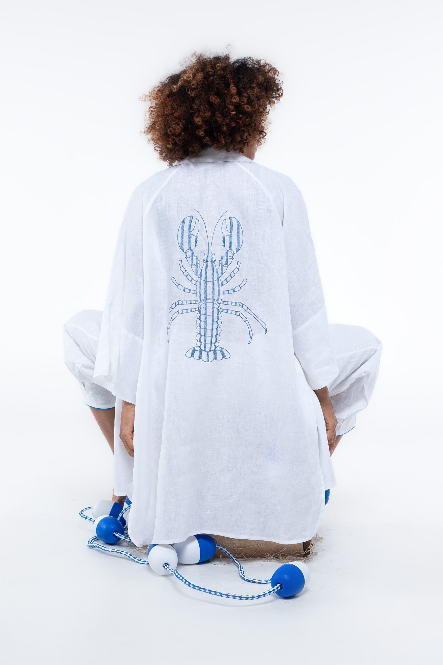 Oceanic Shirt - Embroidered Sailor Blue Lobster 🦞