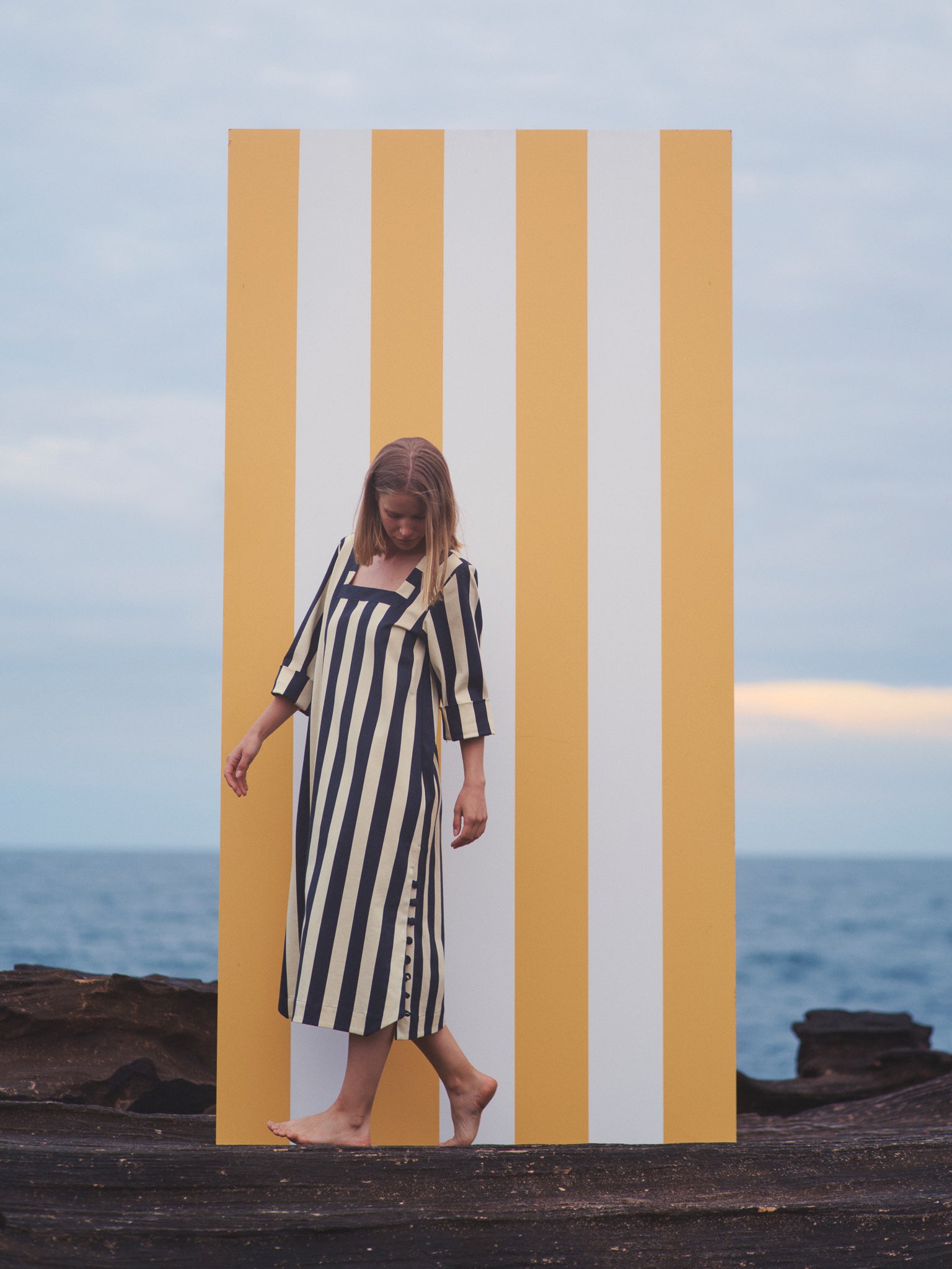 Delilah Dress (limited edition) - Black/Lemon Cream Denim