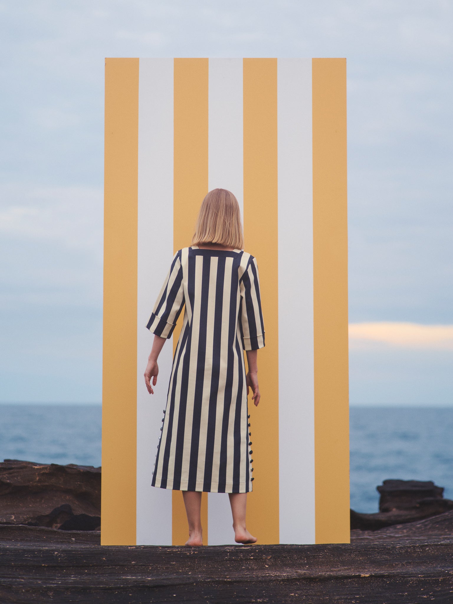 Delilah Dress (limited edition) - Black/Lemon Cream Denim