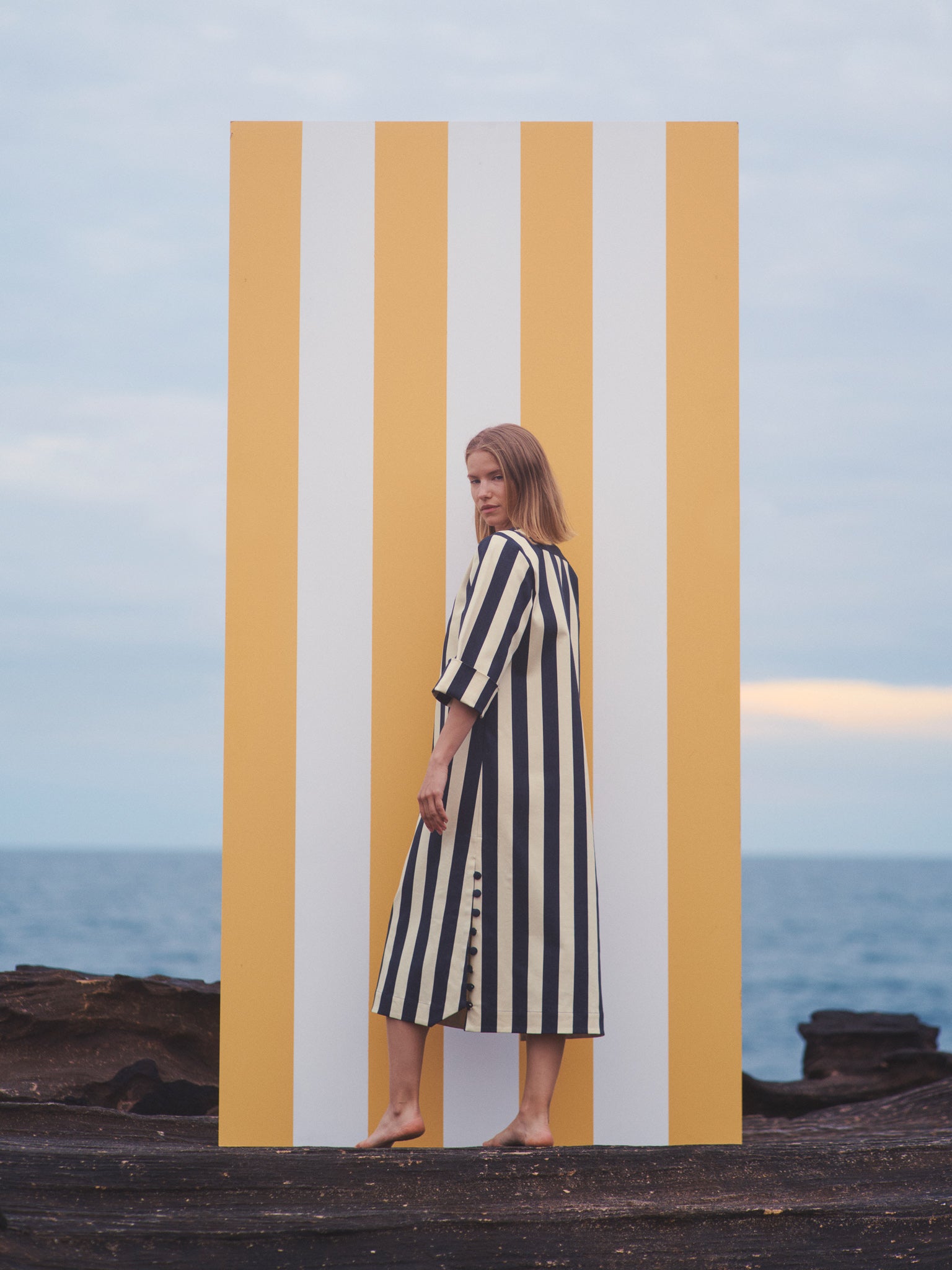 Delilah Dress (limited edition) - Black/Lemon Cream Denim
