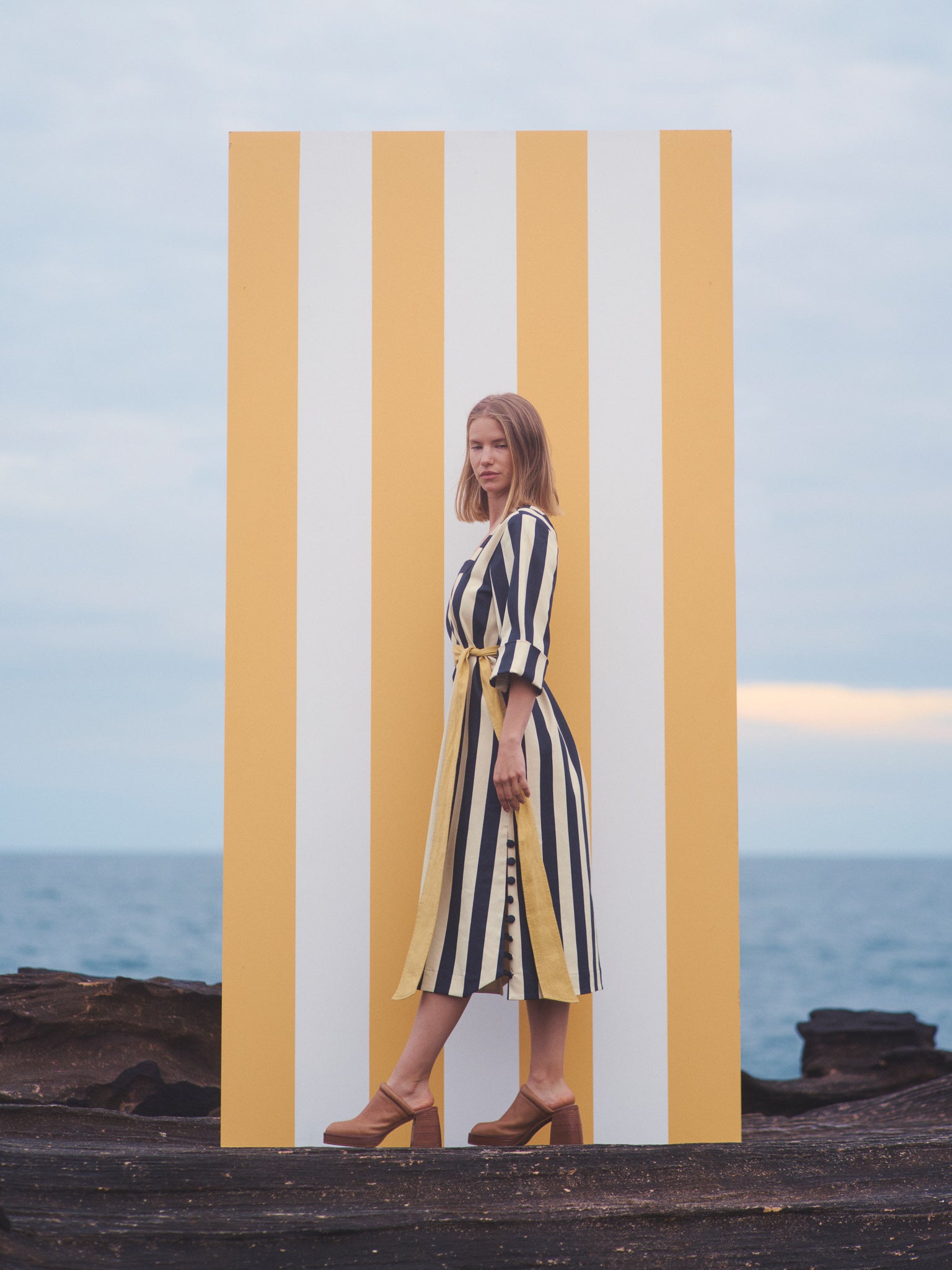 Delilah Dress (limited edition) - Black/Lemon Cream Denim