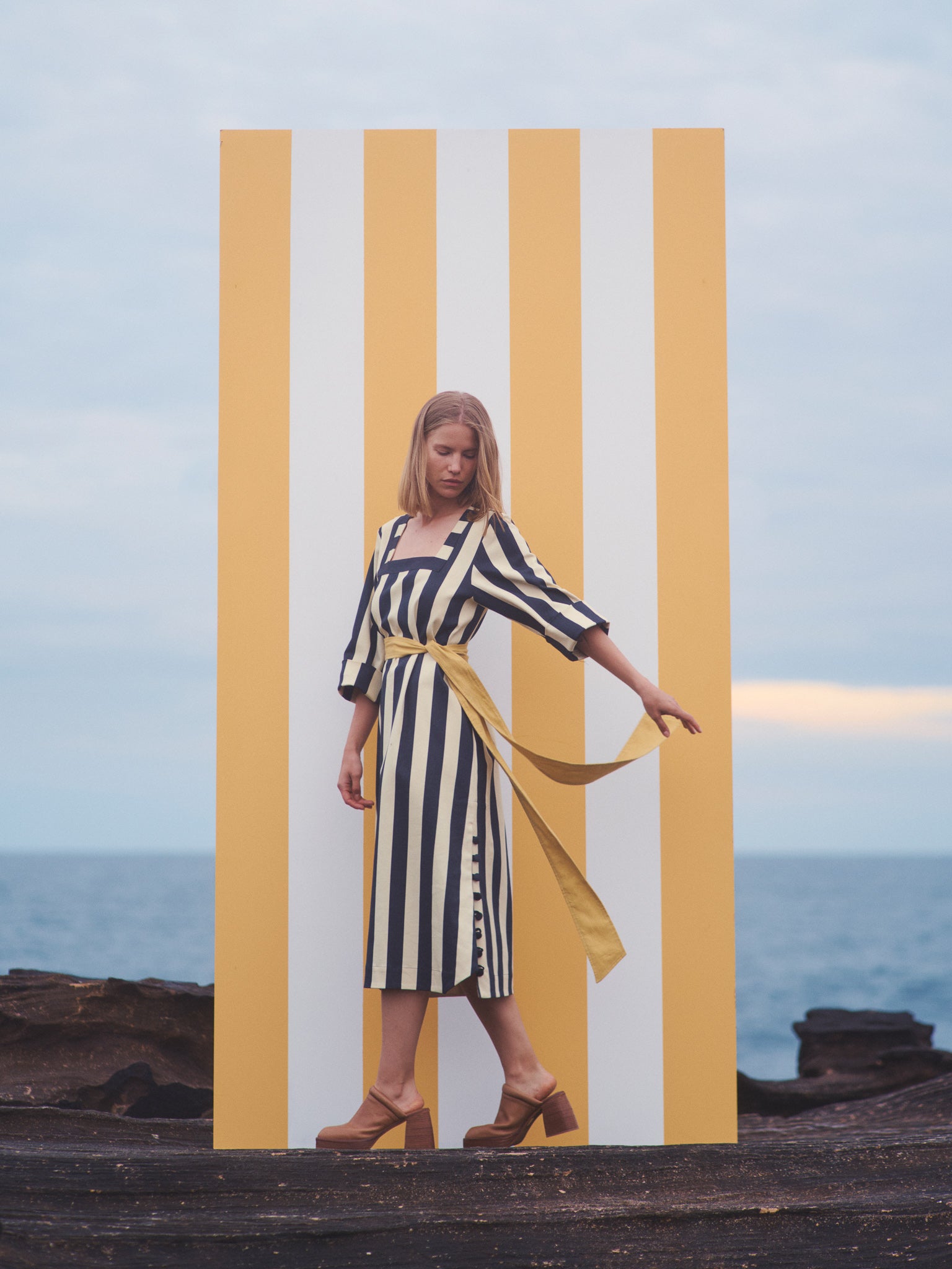 Delilah Dress (limited edition) - Black/Lemon Cream Denim