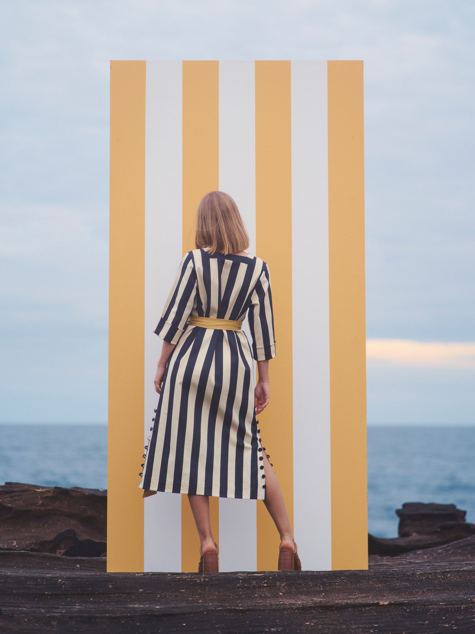 Delilah Dress (limited edition) - Black/Lemon Cream Denim