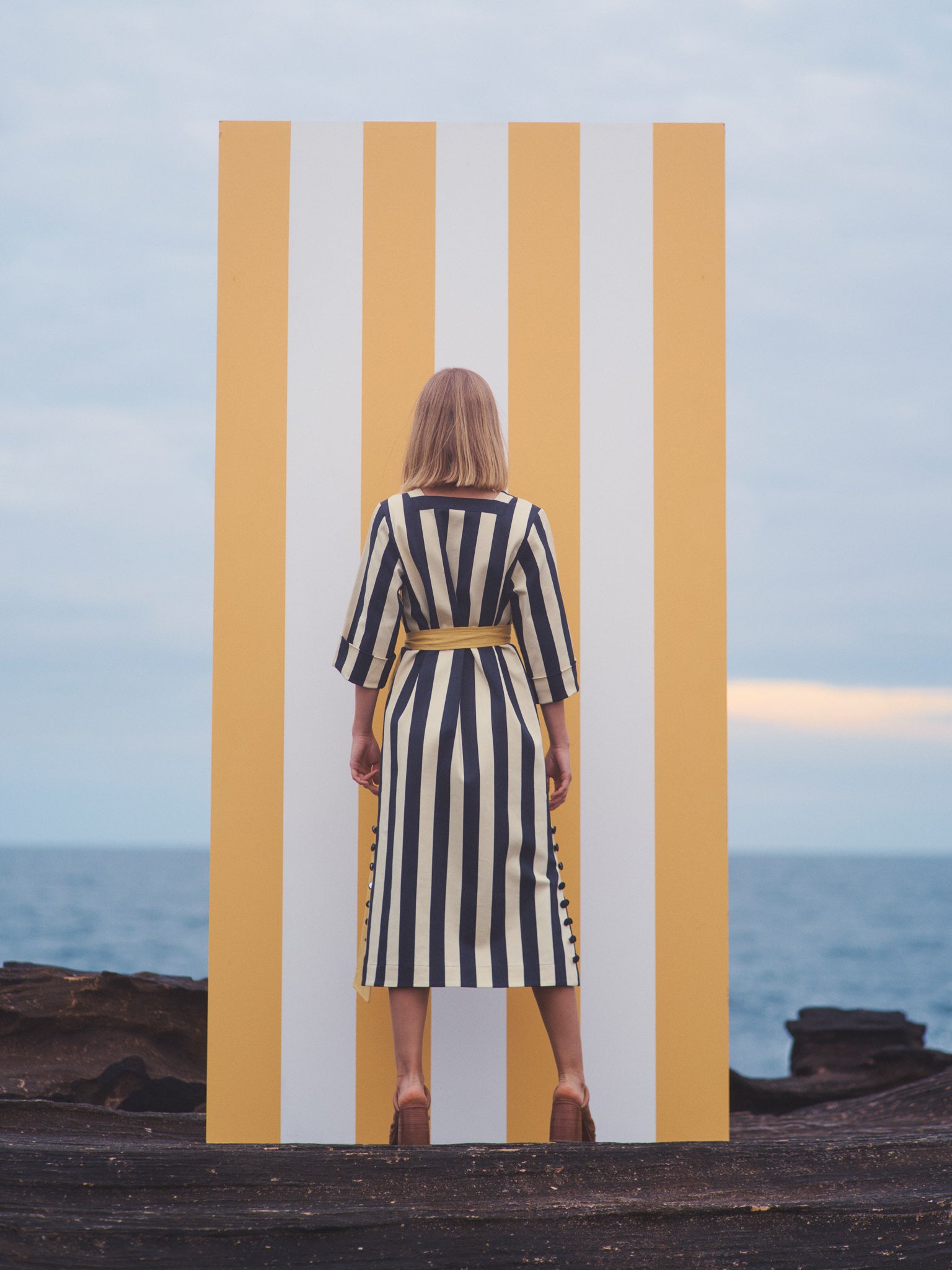 Delilah Dress (limited edition) - Black/Lemon Cream Denim