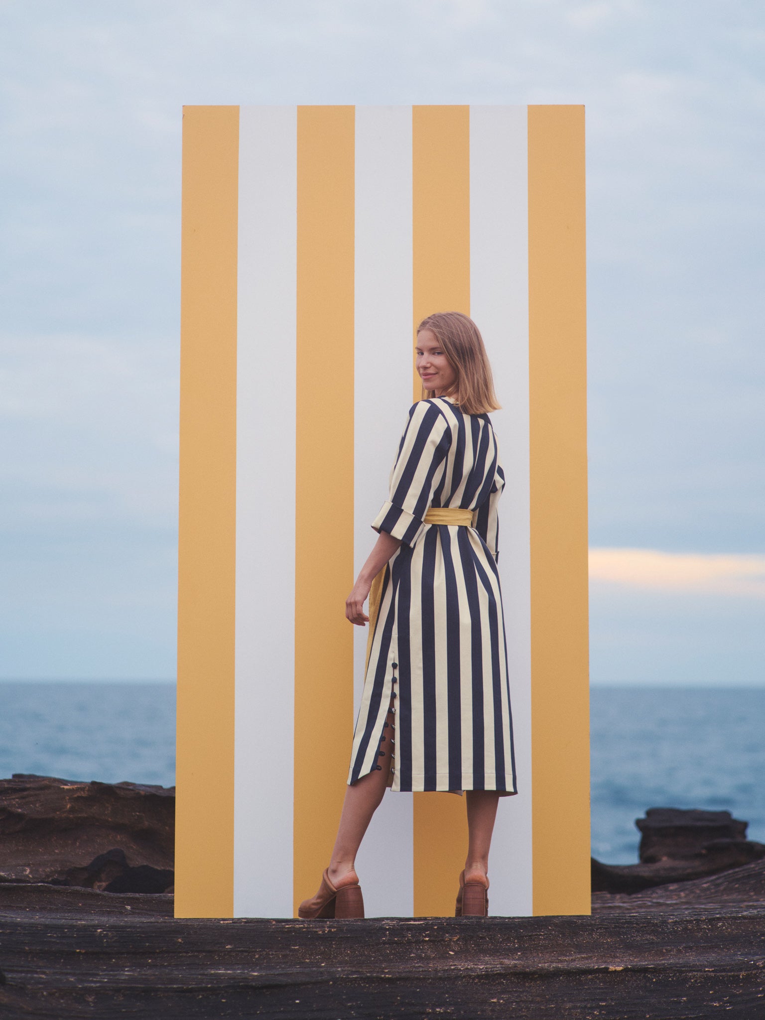 Delilah Dress (limited edition) - Black/Lemon Cream Denim