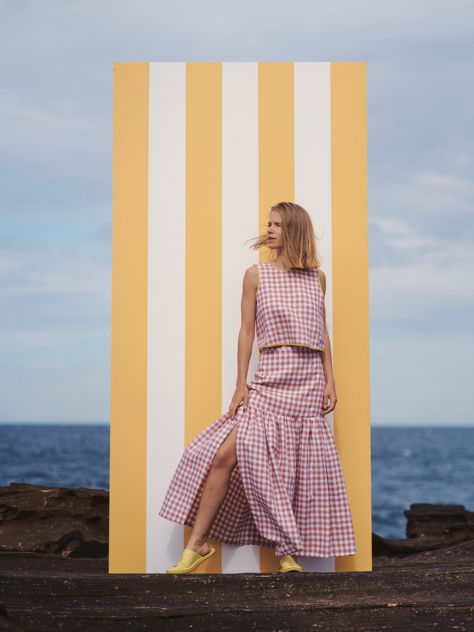 Cancan Frill Split-SUNSET GINGHAM
