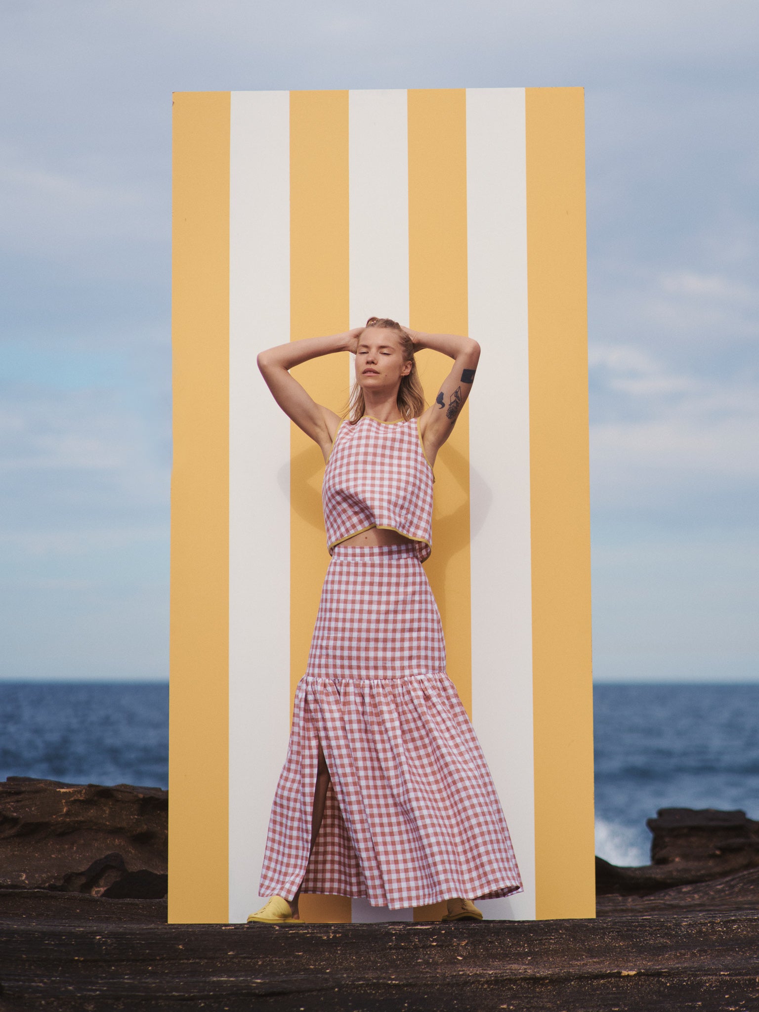 Cancan Frill Split-SUNSET GINGHAM