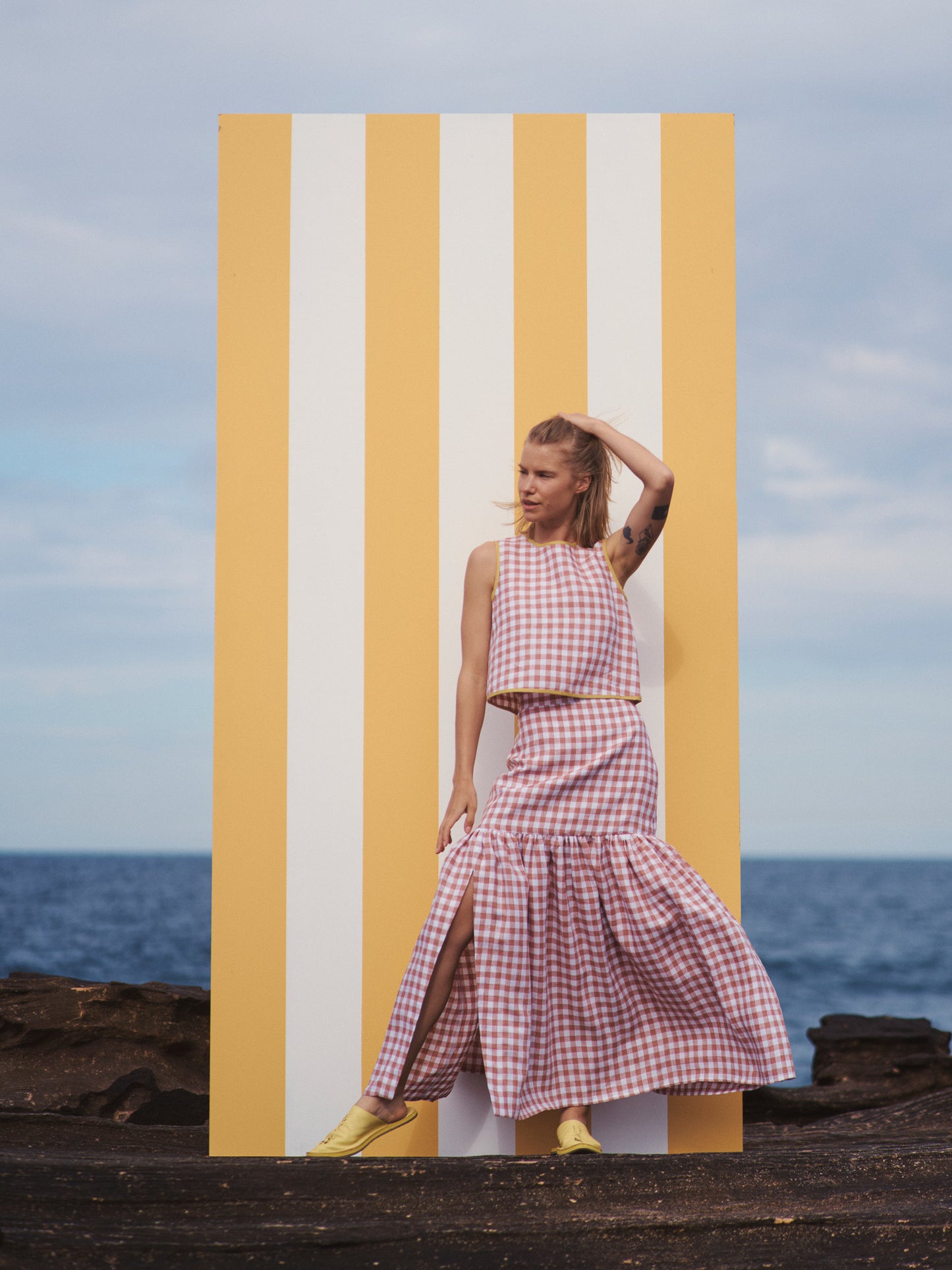 Cancan Frill Split-SUNSET GINGHAM