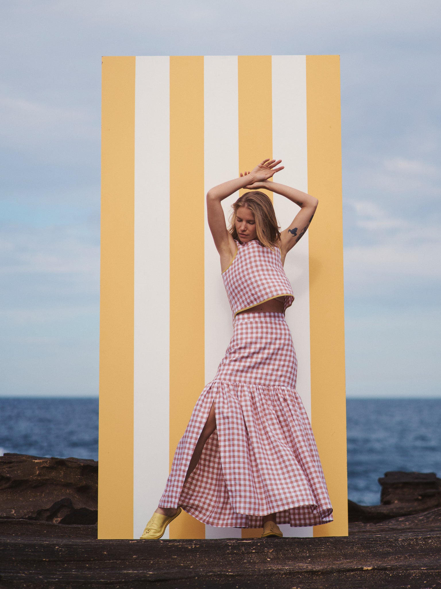Cancan Frill Split-SUNSET GINGHAM