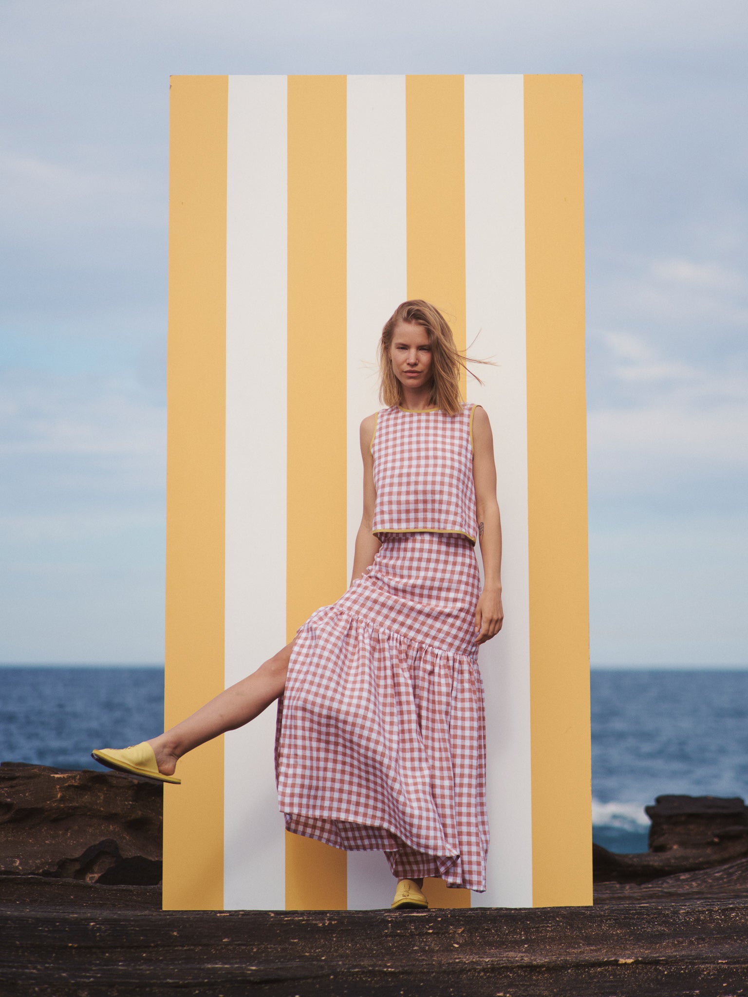 Cancan Frill Split-SUNSET GINGHAM