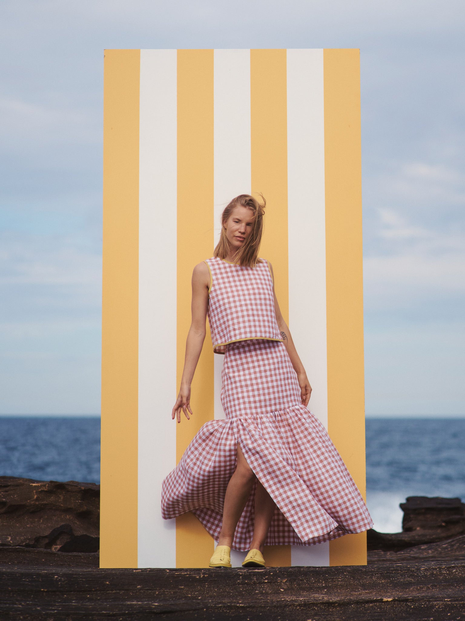 Cancan Frill Split-SUNSET GINGHAM