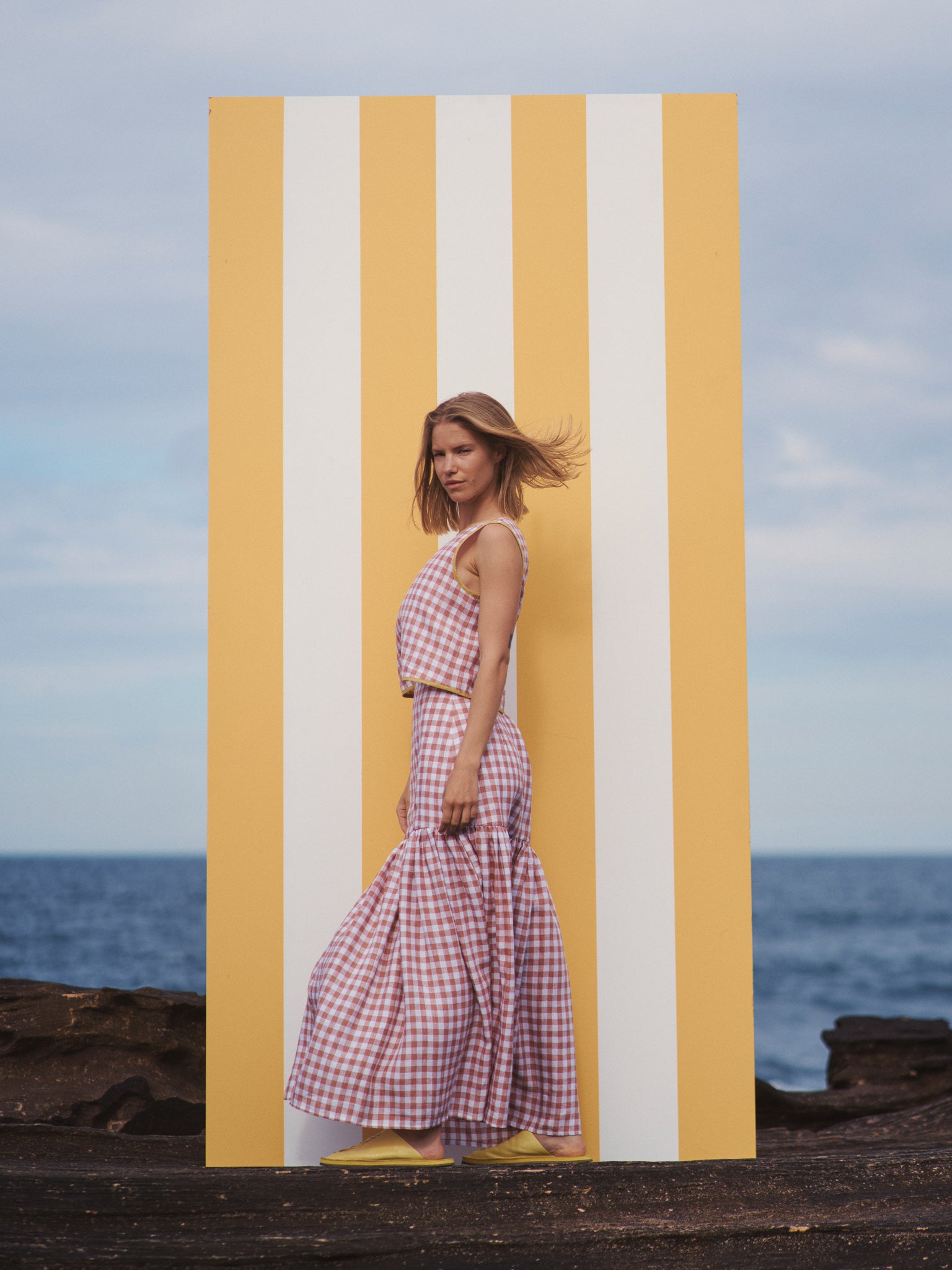 Cancan Frill Split-SUNSET GINGHAM