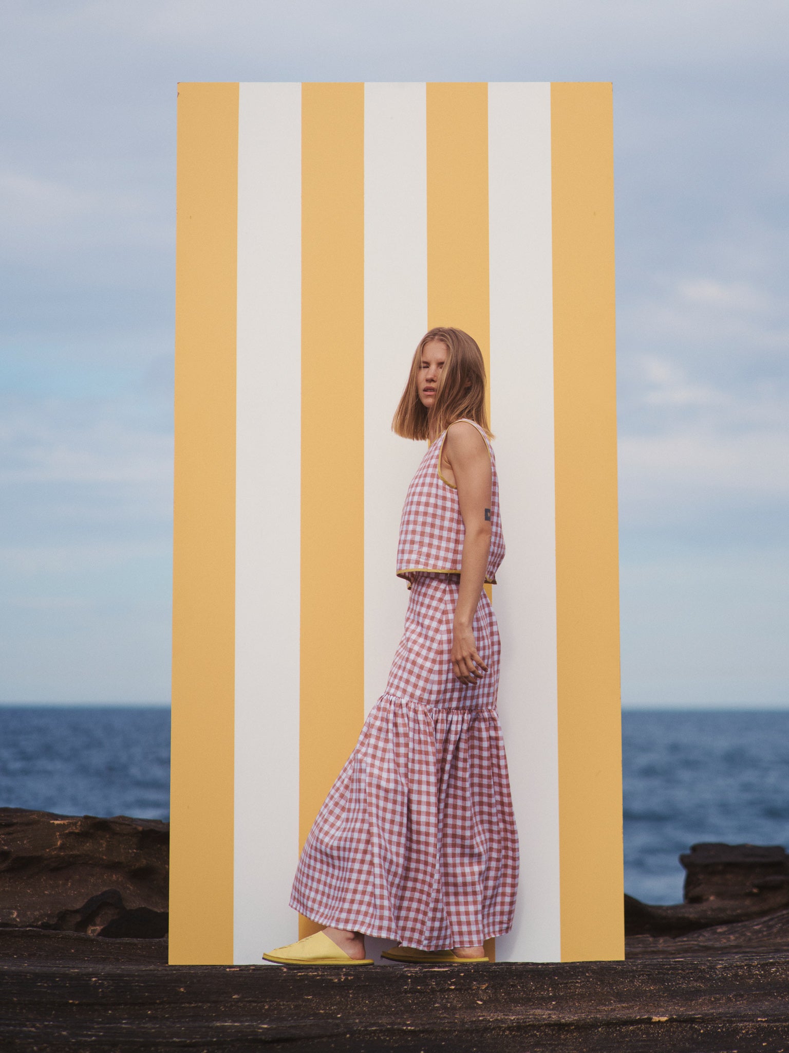Cancan Frill Split-SUNSET GINGHAM
