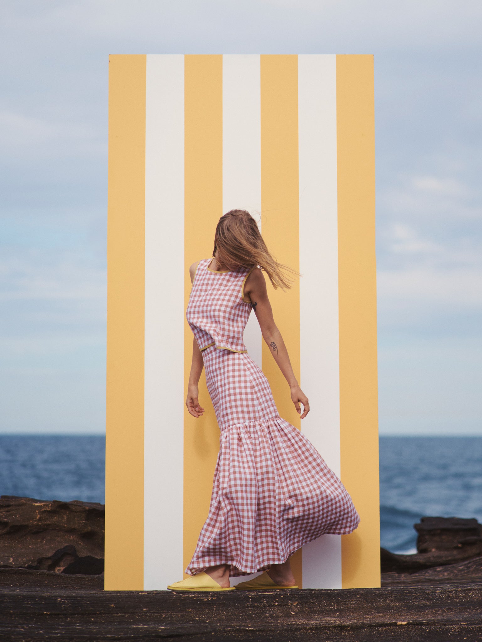 Cancan Frill Split-SUNSET GINGHAM