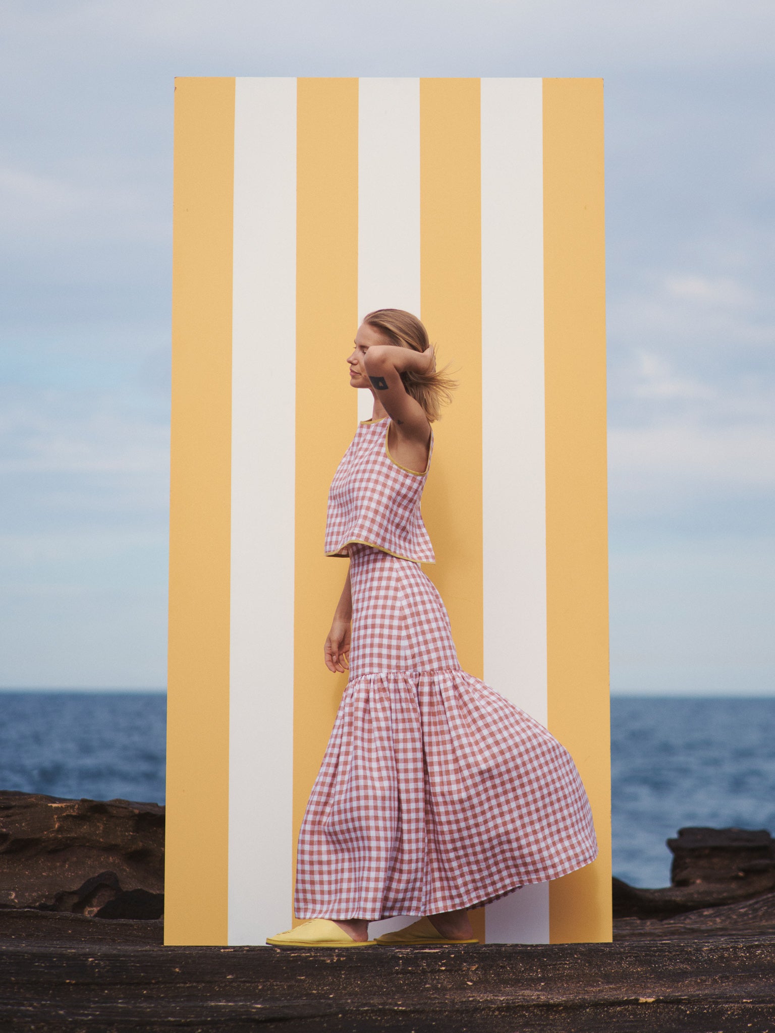 Cancan Frill Split-SUNSET GINGHAM