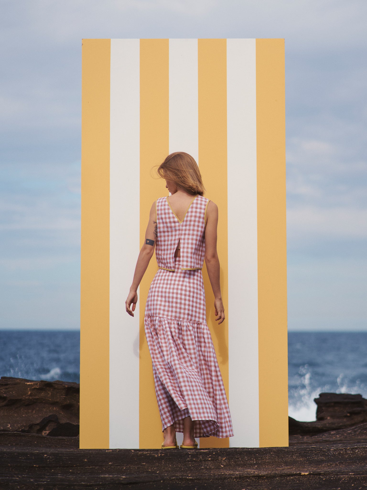 Cancan Frill Split-SUNSET GINGHAM