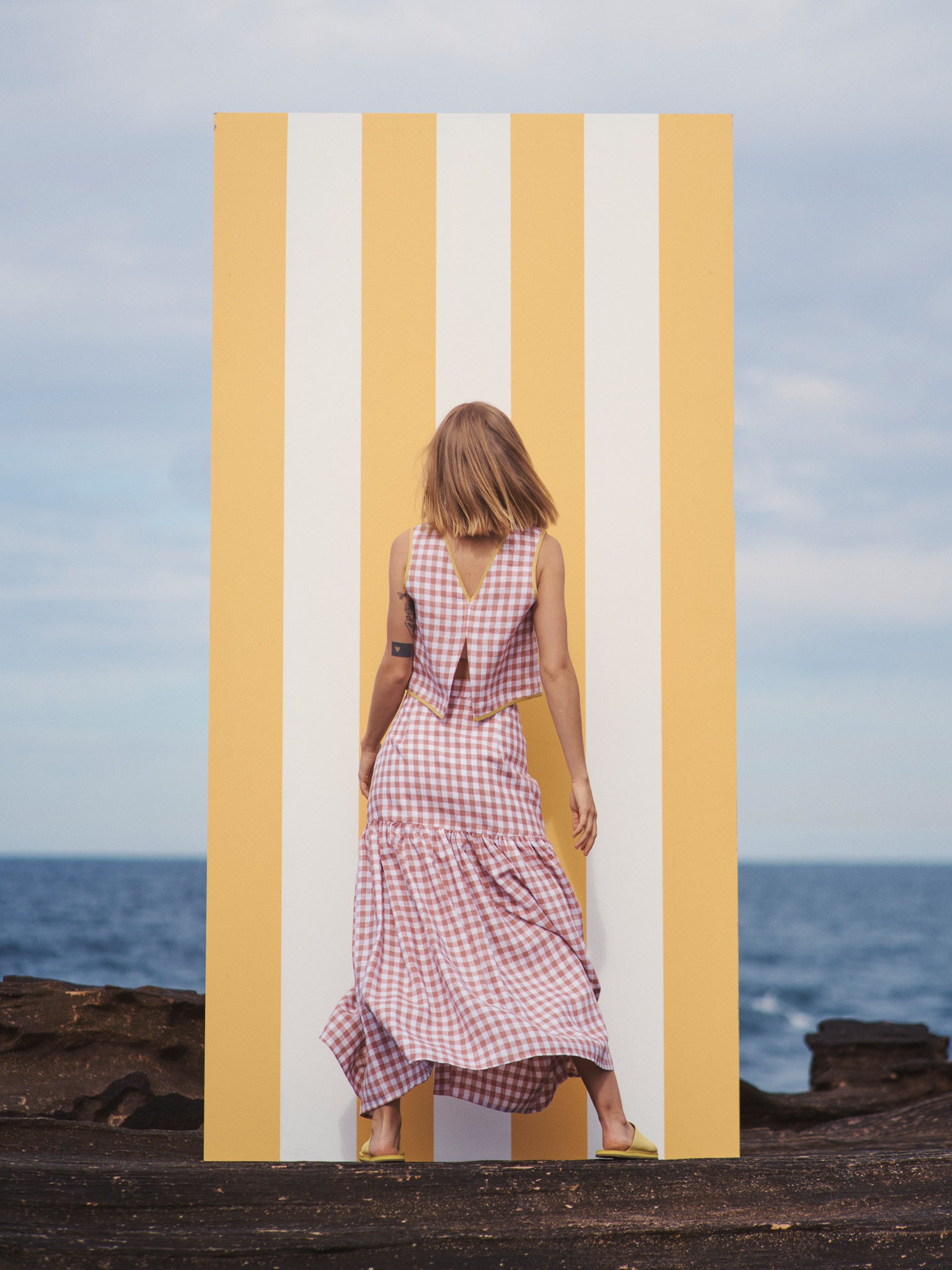 Cancan Frill Split-SUNSET GINGHAM
