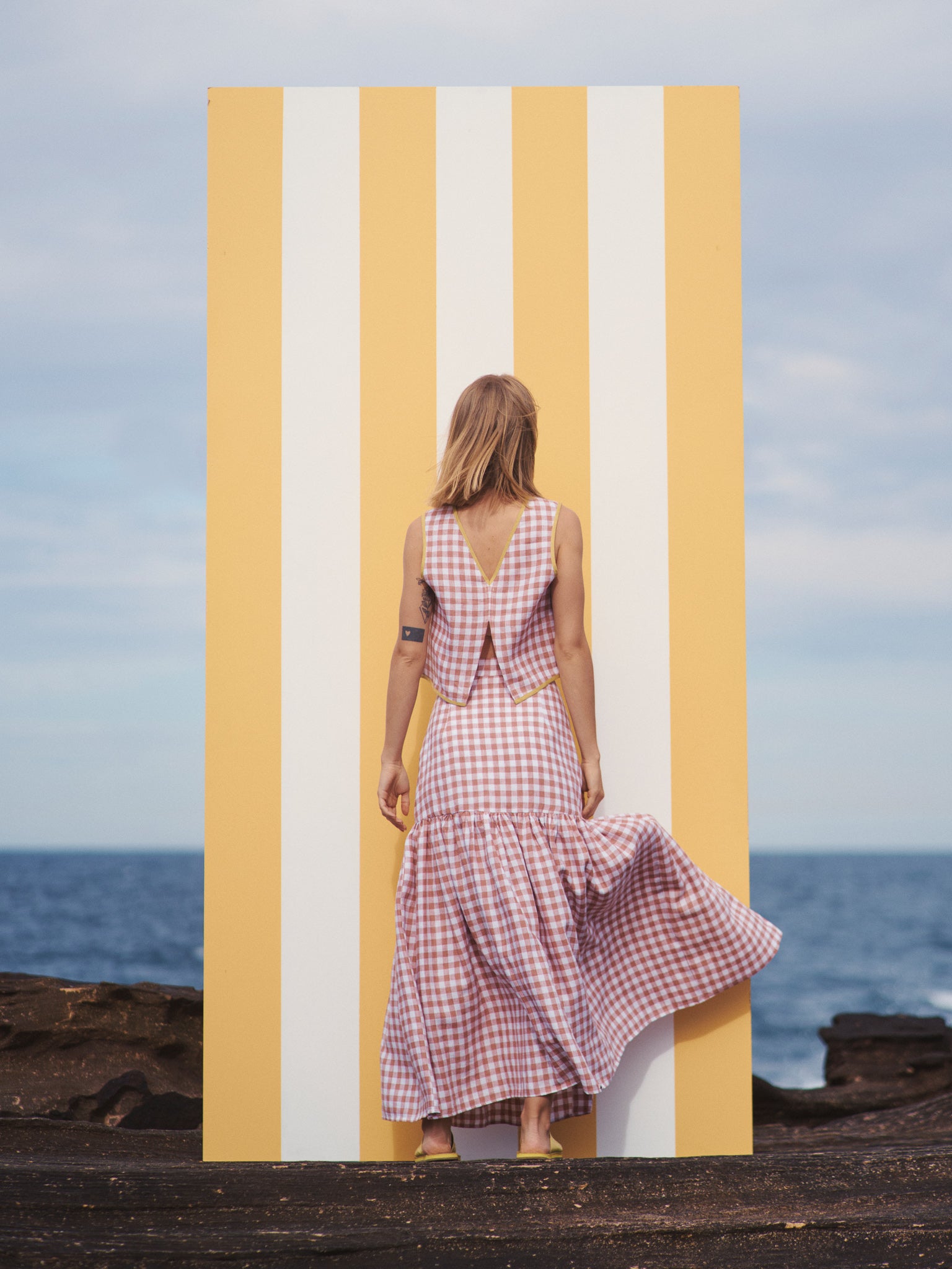 Cancan Frill Split-SUNSET GINGHAM
