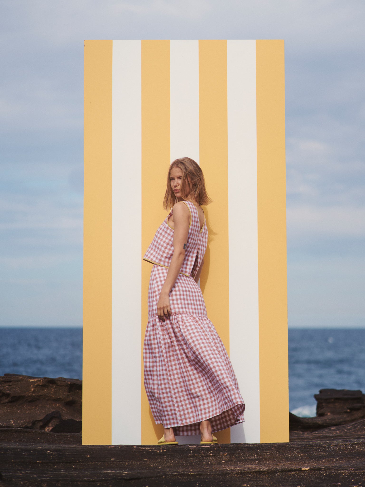 Cancan Frill Split-SUNSET GINGHAM