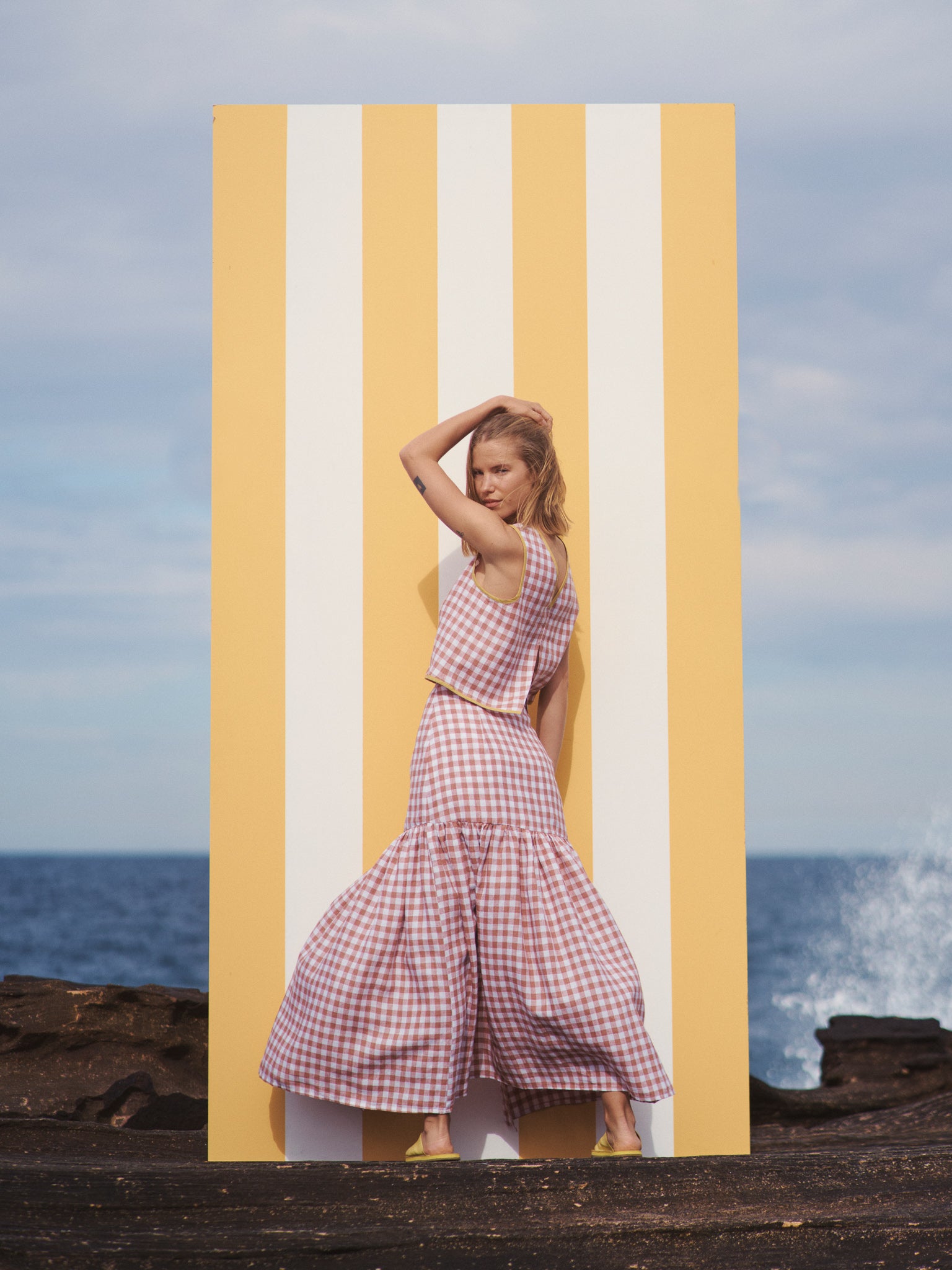 Cancan Frill Split-SUNSET GINGHAM