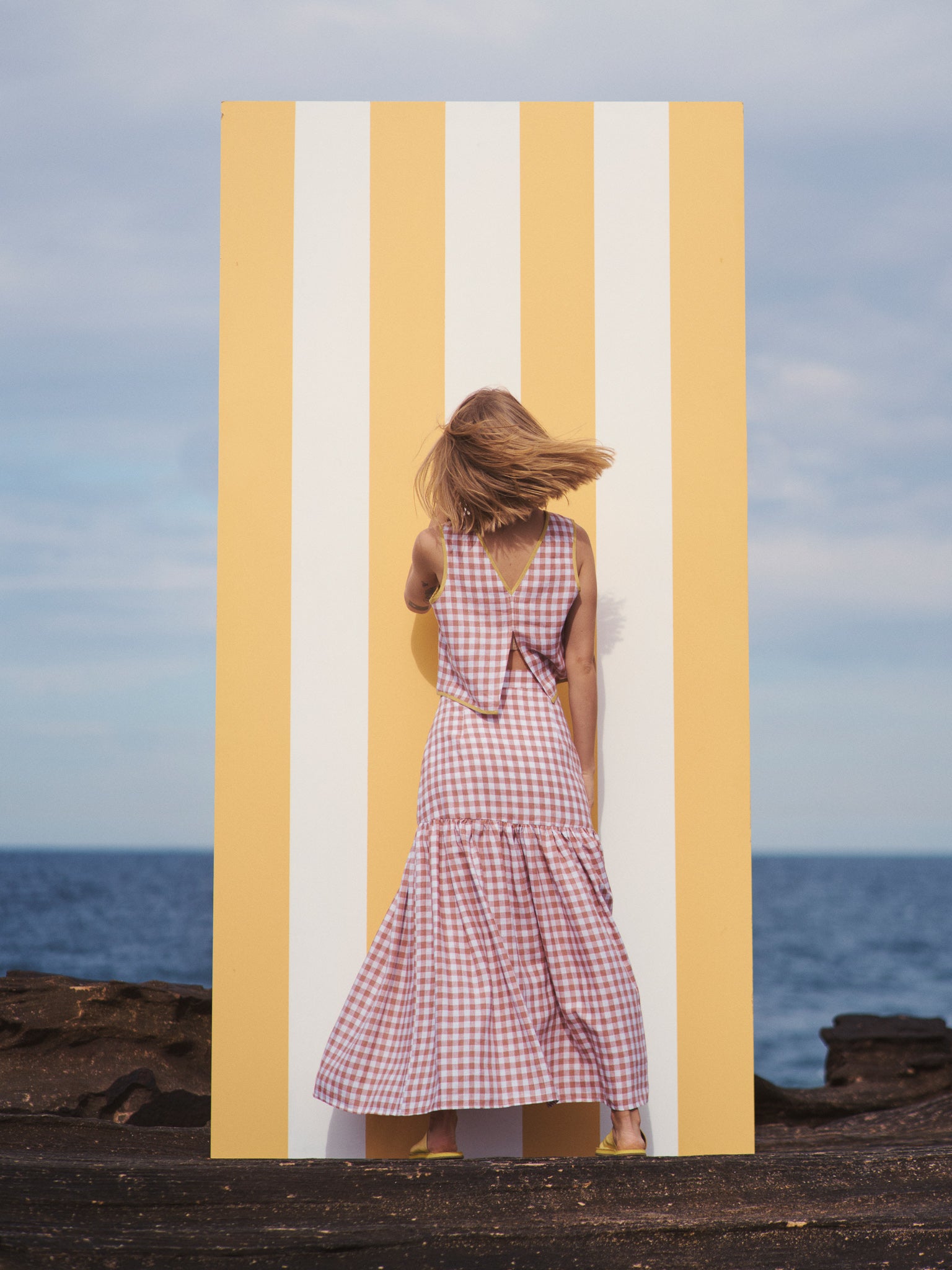 Cancan Frill Split-SUNSET GINGHAM