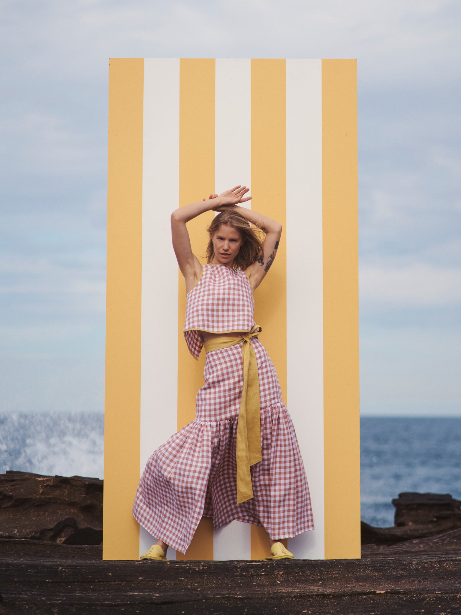 Cancan Frill Split-SUNSET GINGHAM