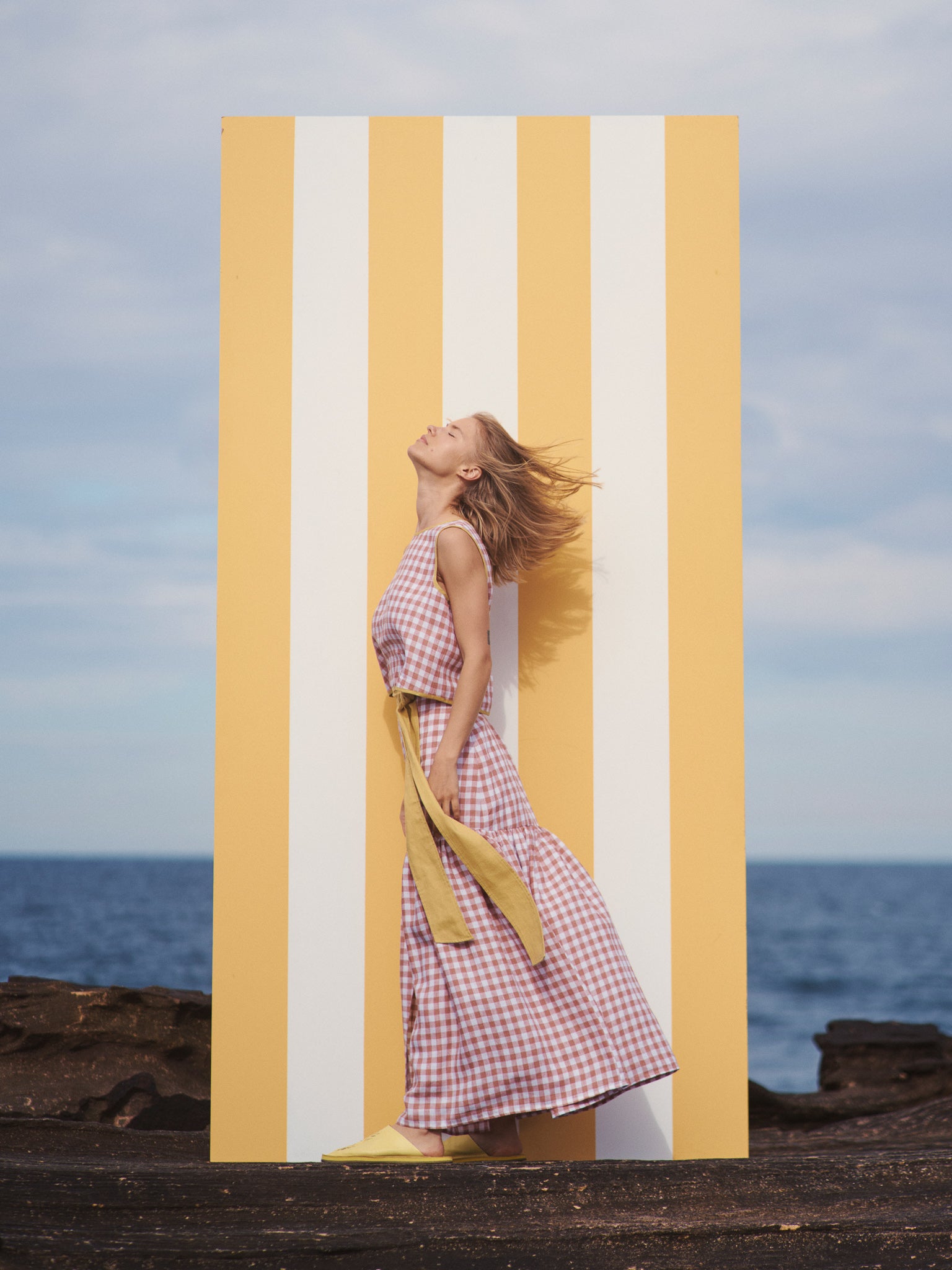Cancan Frill Split-SUNSET GINGHAM