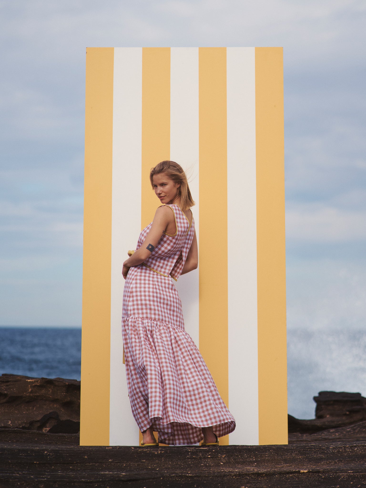 Cancan Frill Split-SUNSET GINGHAM